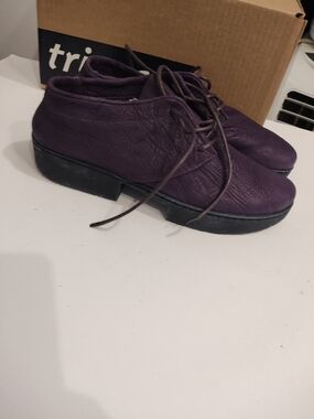 Purple Leather Lace-Up Women's Shoes 40 EU 9-9.5 US